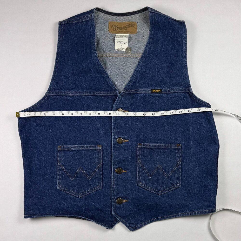 Vintage Wrangler Denim Vest 100% Cotton Cowboy Large M-159 - Picture 4 of 6